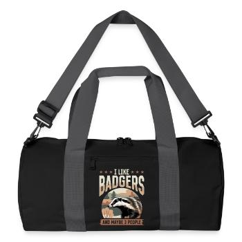 Funny Animal Badger - Recycled Duffel Bag - black/graphite grey - Front