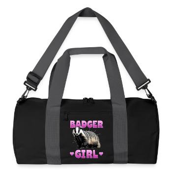 Funny Animal Badger - Recycled Duffel Bag - black/graphite grey - Front
