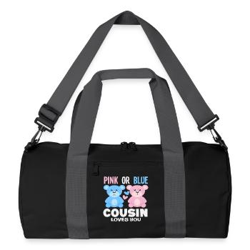 Pink Oder Blau Cousin Liebt Dich - Recycelte Duffel Bag - Schwarz/Graphitgrau - Vorne