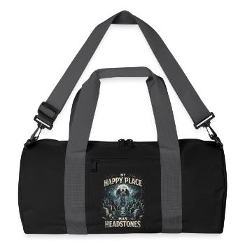 Humour gothique de cimetière Mon endroit heureux a des pierres tombales - Sac de sport recyclé - noir/gris graphite - Devant
