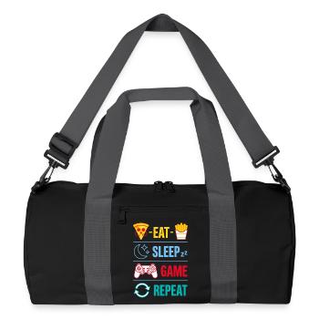 Répéter des citations de jeu Eat Sleep Game pour le joueur - Sac de sport recyclé - noir/gris graphite - Devant