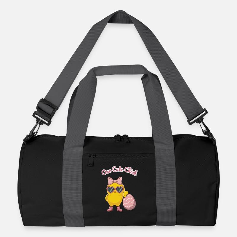 Süßes Küken mit Herzbrille - Recycelte Duffel Bag - Schwarz/Graphitgrau