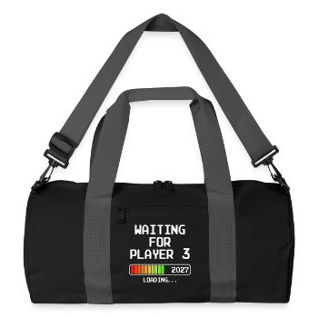 Werdender Papa 2027 Bald Mama Waiting For Player 3 - Recycelte Duffel Bag - Schwarz/Graphitgrau - Vorne