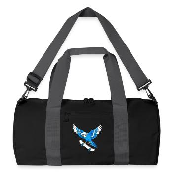 Blue parrot on skateboard - Recycled Duffel Bag - black/graphite grey - Front