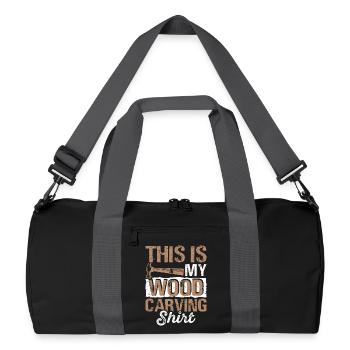 Wood Carving Shirt Wood Picture - Recycled Duffel Bag - black/graphite grey - Front