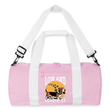 Funny Dog Breed Basset Hound - Recycled Duffel Bag - pink/white - Front