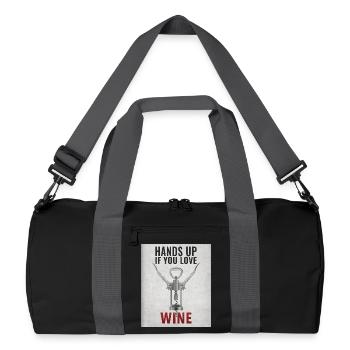 Hands up if you love Wine Funny saying - Recycled Duffel Bag - black/graphite grey - Front