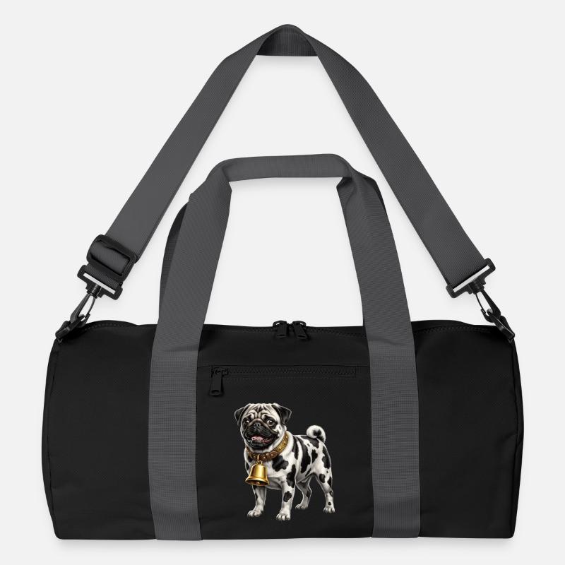 Funny Mixed Dog Cow Pattern Pug Recycled Duffel Bag