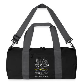 Lass es nicht fallen, fette Typografie - Recycelte Duffel Bag - Schwarz/Graphitgrau - Vorne