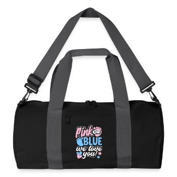 Pink Oder Blau Wir Lieben Dich Gender Reveal - Recycelte Duffel Bag - Schwarz/Graphitgrau - Vorne