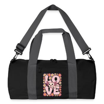 Love Axolotl in Bloom - Recycled Duffel Bag - black/graphite grey - Front