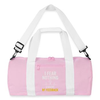 I'm just afraid RF feedback | Funk Humor - Recycled Duffel Bag - pink/white - Front