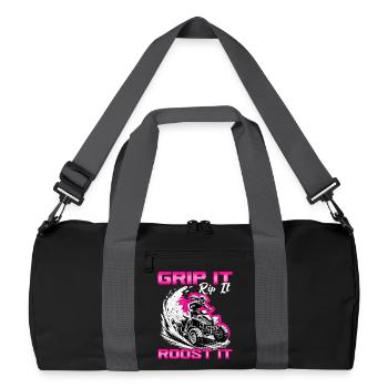 Quad ATV Woman Girl Four Wheeler - Recycelte Duffel Bag - Schwarz/Graphitgrau - Vorne