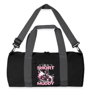 Quad ATV Woman Girl Four Wheeler - Recycelte Duffel Bag - Schwarz/Graphitgrau - Vorne