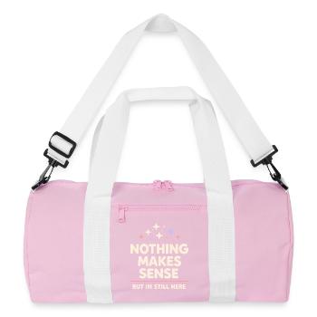 Existential humor, nihilism, humor, - Recycled Duffel Bag - pink/white - Front
