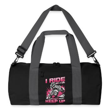 Quad ATV Woman Girl Four Wheeler - Recycelte Duffel Bag - Schwarz/Graphitgrau - Vorne