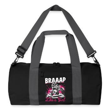 Quad ATV Woman Girl Four Wheeler - Recycelte Duffel Bag - Schwarz/Graphitgrau - Vorne