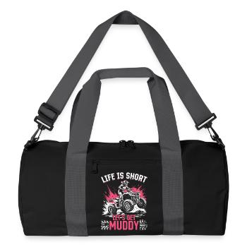Quad ATV Woman Girl Four Wheeler - Recycelte Duffel Bag - Schwarz/Graphitgrau - Vorne