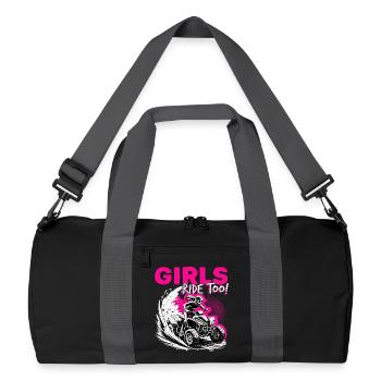 Quad ATV Woman Girl Four Wheeler - Recycelte Duffel Bag - Schwarz/Graphitgrau - Vorne