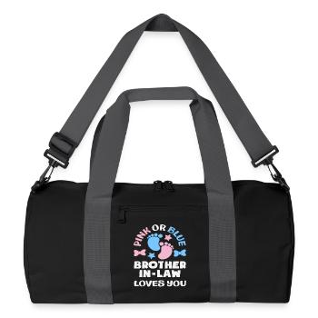 Pink Oder Blau Stiefbruder Gender Reveal - Recycelte Duffel Bag - Schwarz/Graphitgrau - Vorne