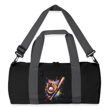 Ball and Bat Glove Splash Art - Recycled Duffel Bag - black/graphite grey - Front