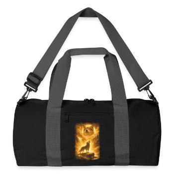 Wolf, Mond, Natur, Wildnis, Tier - Recycelte Duffel Bag - Schwarz/Graphitgrau - Vorne