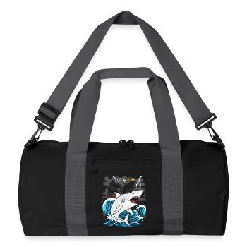 Pirate cat against storm shark - Recycled Duffel Bag - black/graphite grey - Front
