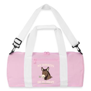 Donkey Lover Donkey Funny Donkey Farm Animal - Recycled Duffel Bag - pink/white - Front
