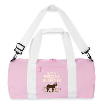 Donkey Lover Donkey Funny Donkey Farm Animal - Recycled Duffel Bag - pink/white - Front