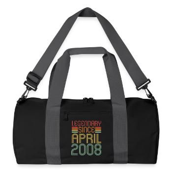 Legendary since April 2008, Retro, Geburtstag - Recycelte Duffel Bag - Schwarz/Graphitgrau - Vorne