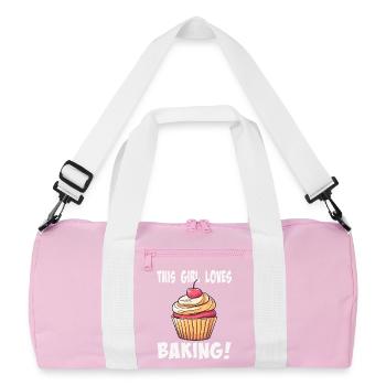 Cette fille adore la pâtisserie - Sac de sport recyclé - rose/blanc - Devant