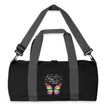 Inspiring butterfly fan graphic - Recycled Duffel Bag - black/graphite grey - Front