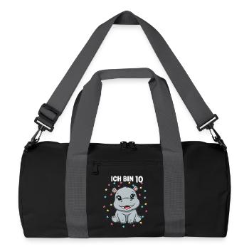 Ich bin 10 - Süßes Nilpferd zum 10. Geburtstag - Recycelte Duffel Bag - Schwarz/Graphitgrau - Vorne