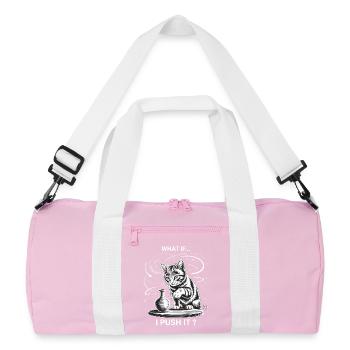Cat Owners Humor Cat Logic Funny Cats - Recycled Duffel Bag - pink/white - Front