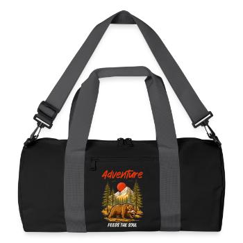 Camping Natur Campingausflug Wandern Berge - Recycelte Duffel Bag - Schwarz/Graphitgrau - Vorne