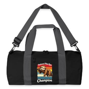 Nap Champion Sloth Shirt Funny Lazy Gift - Recycled Duffel Bag - black/graphite grey - Front