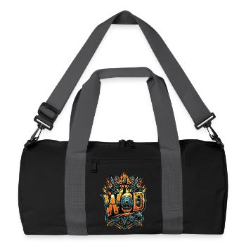 WOD Fitness Bodybuilding Workout Cross-Sport Gym - Recycelte Duffel Bag - Schwarz/Graphitgrau - Vorne