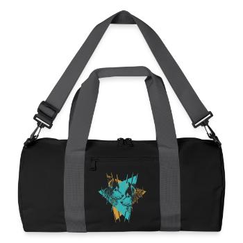 Geometric Twin Wolves Abstract Art - Recycled Duffel Bag - black/graphite grey - Front