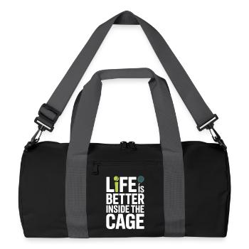 Padel Spieler Life Is Better Inside The Cage Padel - Recycelte Duffel Bag - Schwarz/Graphitgrau - Vorne