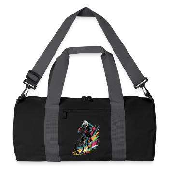 MTB farbiges Mountainbike Design für Jungen - Recycelte Duffel Bag - Schwarz/Graphitgrau - Vorne