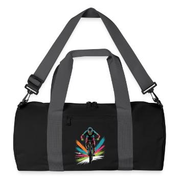 MTB farbiges Mountainbike Design für Jungen - Recycelte Duffel Bag - Schwarz/Graphitgrau - Vorne