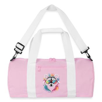 Bunter Waschbär Wasserfarben Spritzer Graffiti - Recycelte Duffel Bag - Rosa/Weiß - Vorne