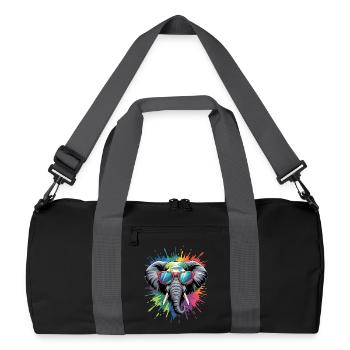 Bunter Elefant Wasserfarben Spritzer - Recycelte Duffel Bag - Schwarz/Graphitgrau - Vorne