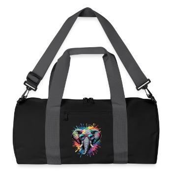 Bunter Elefant Wasserfarben Spritzer - Recycelte Duffel Bag - Schwarz/Graphitgrau - Vorne