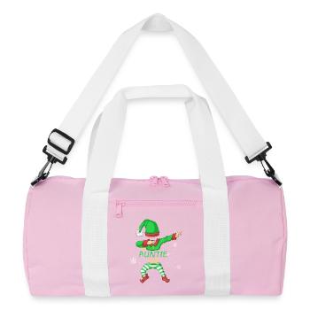 Auntie Elf Family Christmas Shirt - Recycled Duffel Bag - pink/white - Front