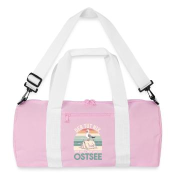  Der Tut Nix Der Will Nur An Die Ostsee Camping - Recycelte Duffel Bag - Rosa/Weiß - Vorne