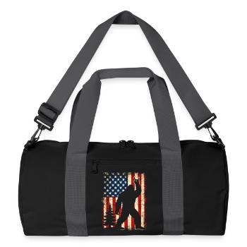 Bigfoot Rock On Shield Sasquatch Yeti USA Flag - Recycled Duffel Bag - black/graphite grey - Front