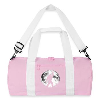 Bigfoot Rock On Sign Sasquatch Yeti Moon - Recycled Duffel Bag - pink/white - Front