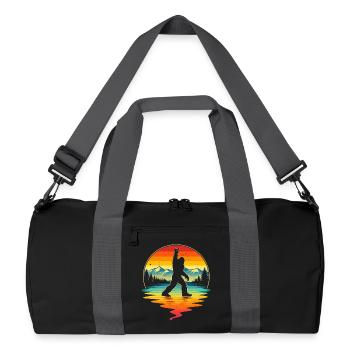 Bigfoot Rock On Shield Sasquatch Yeti Retro - Recycled Duffel Bag - black/graphite grey - Front