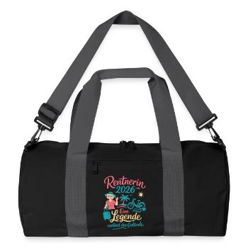 Rentnerin 2026 - Urlaub, Lesen, Sport, genießen - Recycelte Duffel Bag - Schwarz/Graphitgrau - Vorne